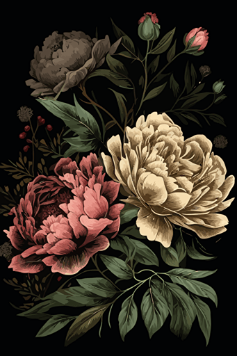 peonies, vector illustration, ultra high quality,