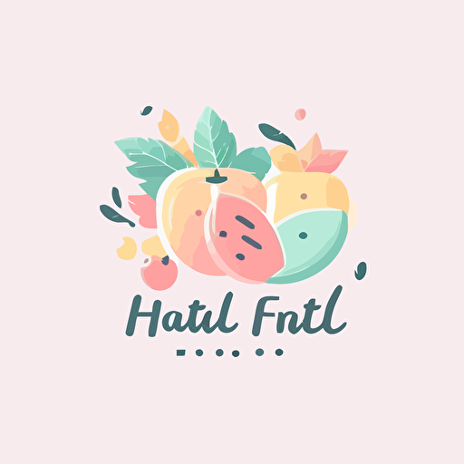 simple fruit logo, vector, flat design, youtube channel, simple recipe, pastel colors