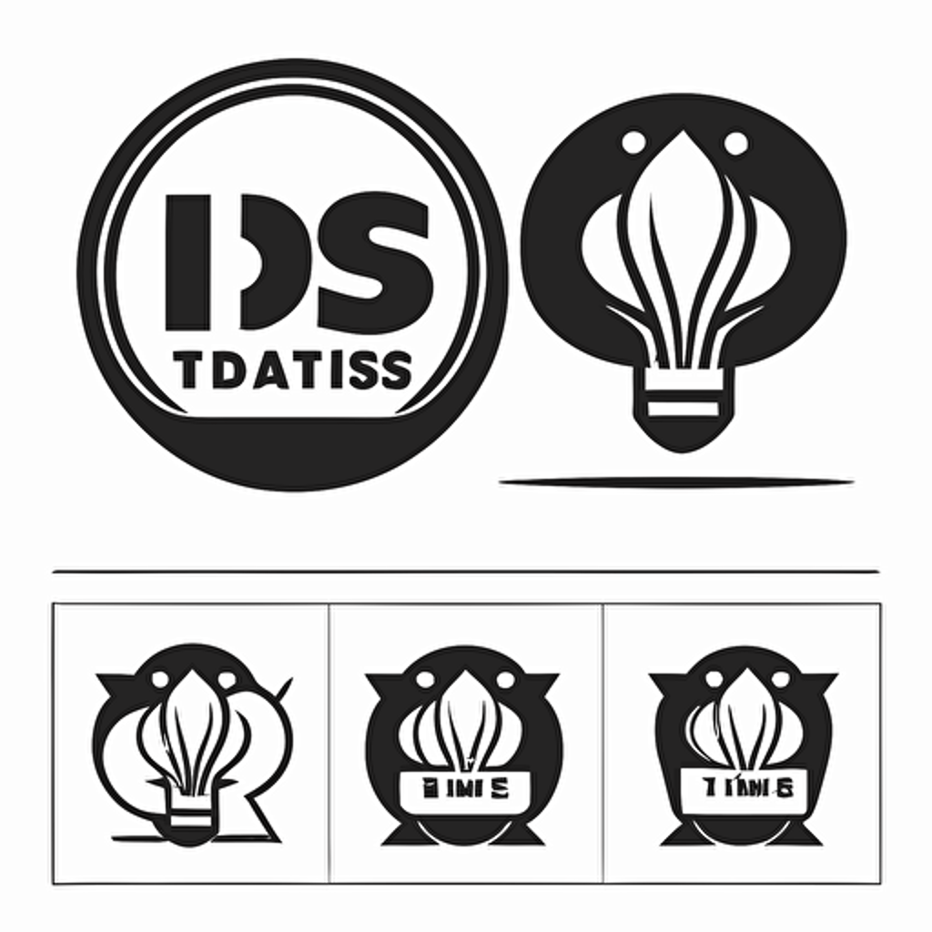 "IDS" logo, icon, Many Sides view, comic vector illustration style, flat design, minimalist logo, minimalist icon, flat icon, adobe illustrator, cute, Black and white, white background, simple, Swiss Logo Design