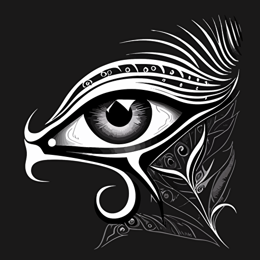 anime eye of horus, vector art, black and white