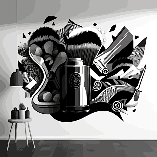/wallpaper design for barbershop with hair clippers and shears in black and white vector art