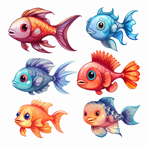 cute fish set drawing vectorel, cute, nice v5