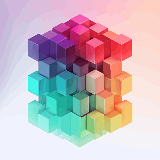 logo vector file pastel gradient colors, stack of hexegons, no shading