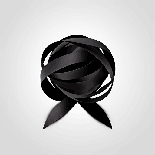 black logo of an earth made of 3 ribbons, minimalistic, modern, vector