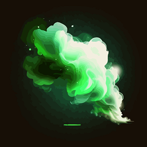 a cloud of light, looks like energy flowing in the air, flowing from left to right, energy flow is green, drawn on transparent background, vector illustration