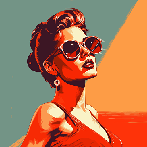 Pin up with sunglasses, summer, shade, awning, vector