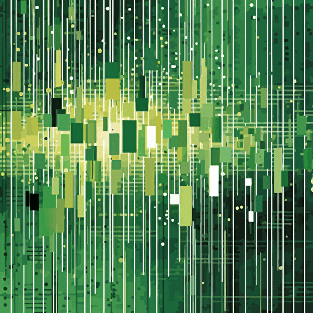 excel spreadsheet matrix rain, abstract, collage, modern art design, vector art, minimal style, green colors,