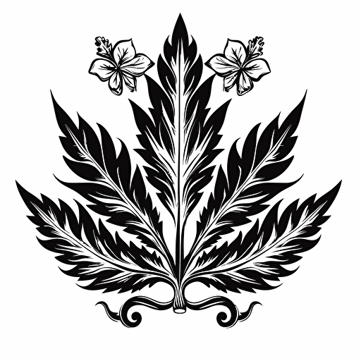 a pot leaf that looks like a crown black and white logo vector art simple not detailed