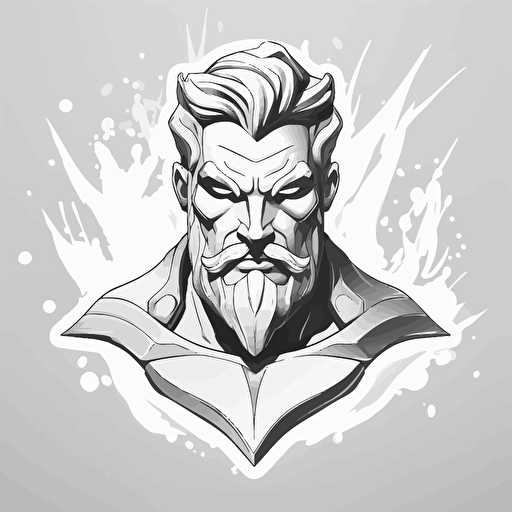 a water inspired superhero bust, digital illustration, minimalism, concept art, vector draw, revenge, black and white, coloring page, outline only, powefull