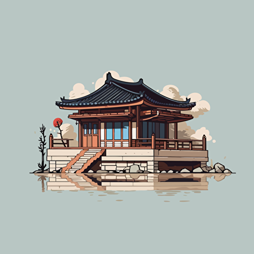 Vector, minimal, korean style architecture, simple