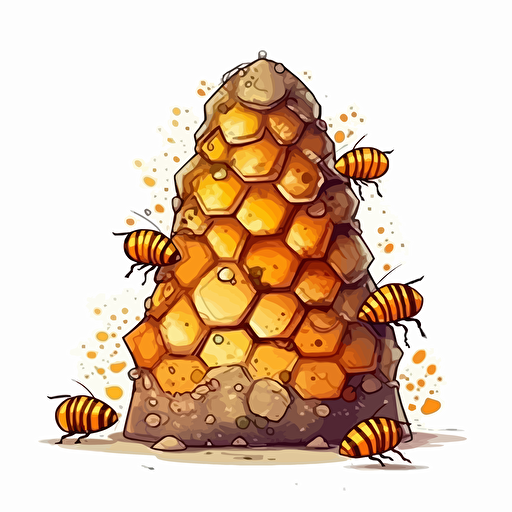 beehive, detailed, cartoon style, 2d watercolor clipart vector, creative and imaginative, hd, white background