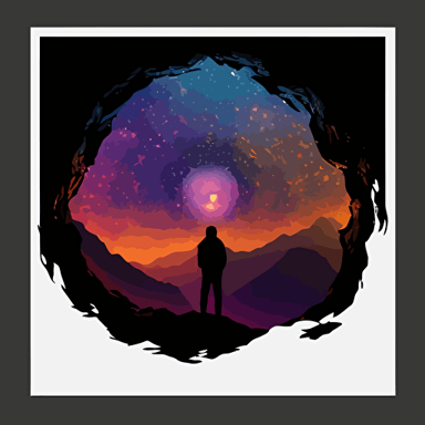 colorful vector art, galaxy inside silhouette of taroko, galaxy
