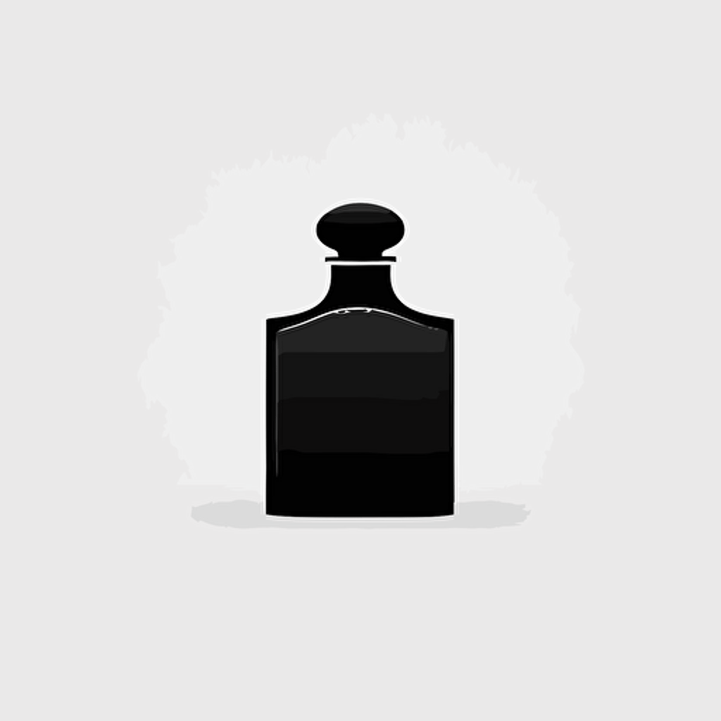 a vector logo of a black fragrance bottle, minimal, simple, flat design, white background