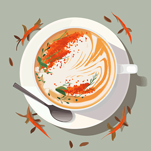 latte seen from above, flatlay, vector flat, PNG, SVG, vector illustration