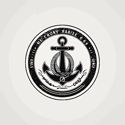 a modern, minimalist logo for a luxurious, yachts company brand named "hawaii and anchor" with an anchor, black on white background, vector, ai, very simple,