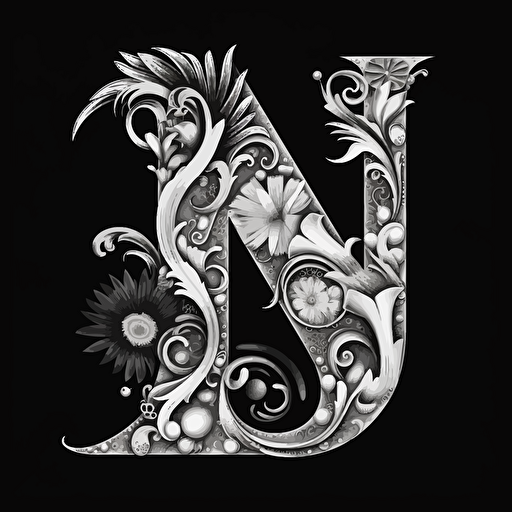 create a nice shape from letter D and N. Black and white, vector