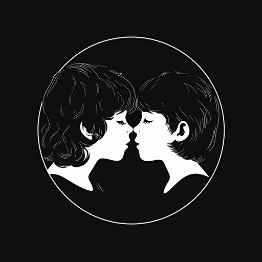 boy kissing girl mimalistic circle round vector simple logo