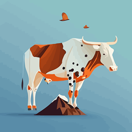 Buphagidae on top of a cow vector illustration minimalist art, vector illustration