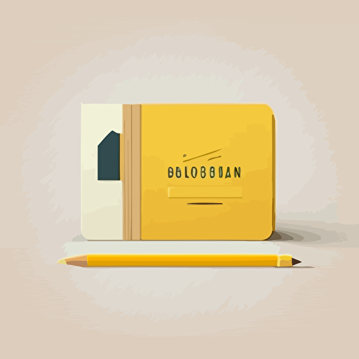 Minimal bussines card logo design for teacher with pencil and book, stylized 2d, vector illustration
