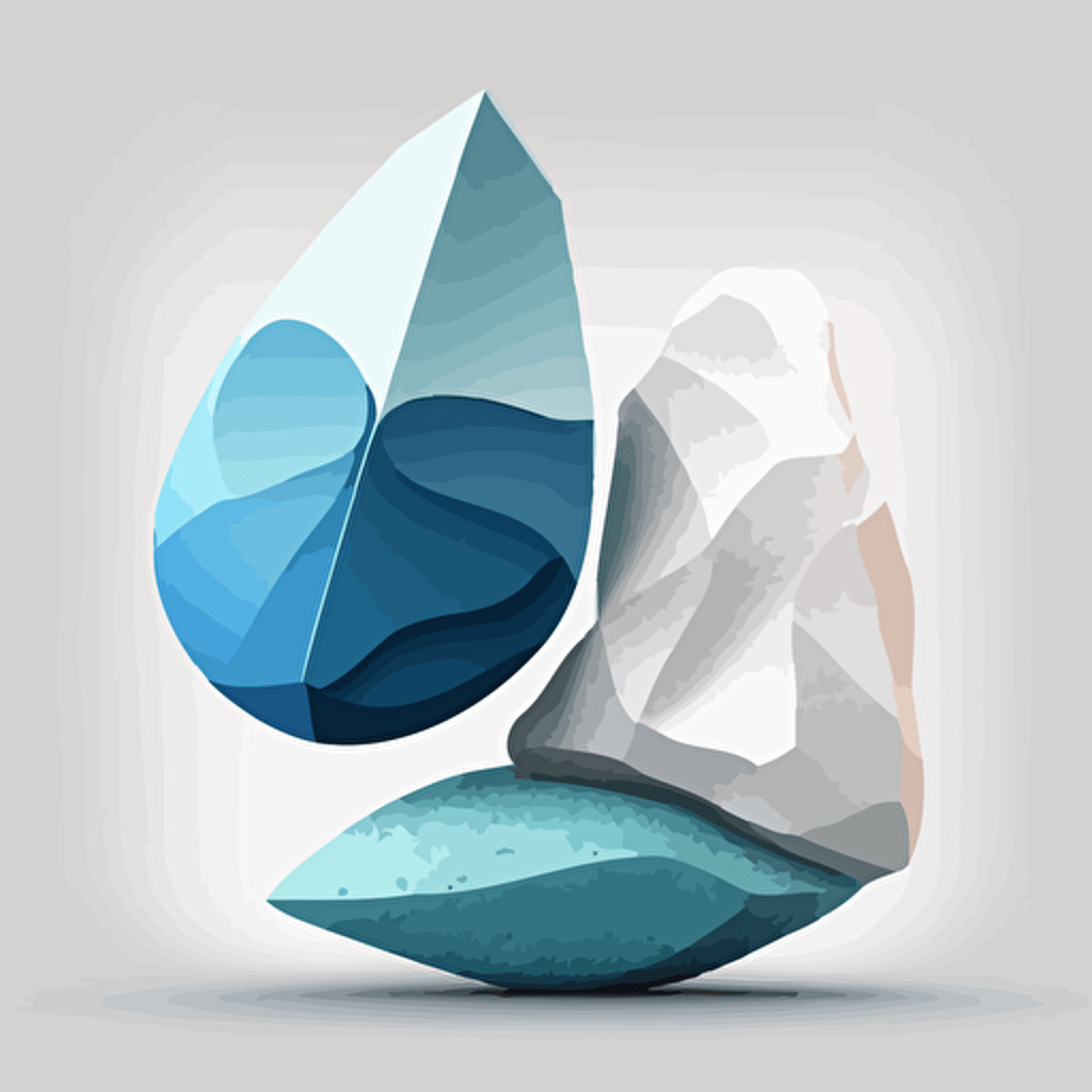 blue stone, vector illustration, white background, balanced asymmetry