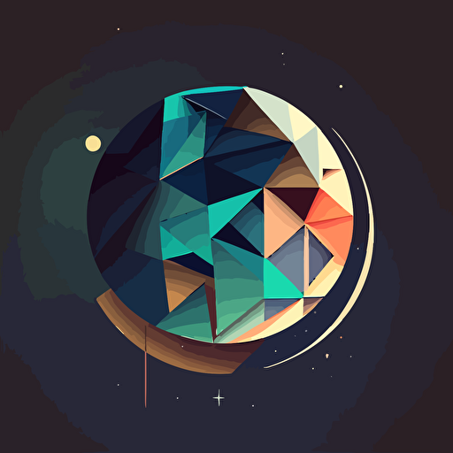 geometric, vector, logo, solid background, concept art, full moon
