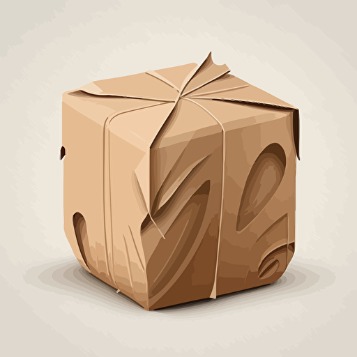 a package wrapped in craft paper on white background in vector art style