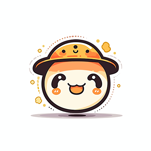 A simple sketch crypto currency emoji with smile face and a cap, very dynamic logo white background vector