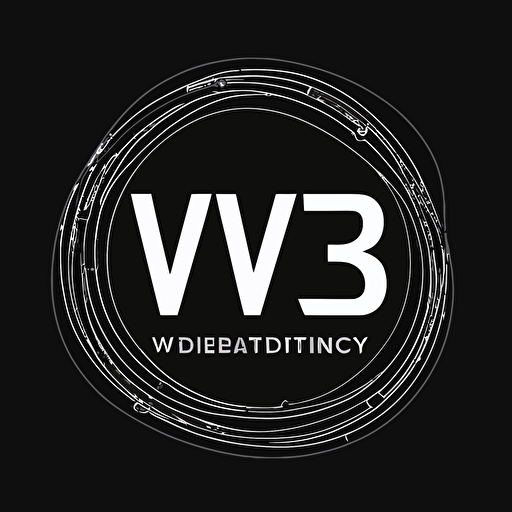modern, simple, vector iconic logo of YouTube channel about Blockchain and Web3 development, white vector, on black background