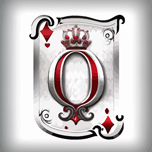 the letter Q in playing card style font, 2d, vector, v5, white background