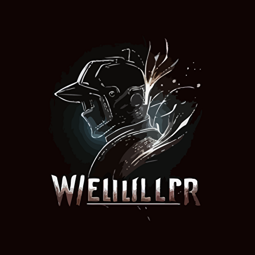 welder vector logo minimalistic black background and inox