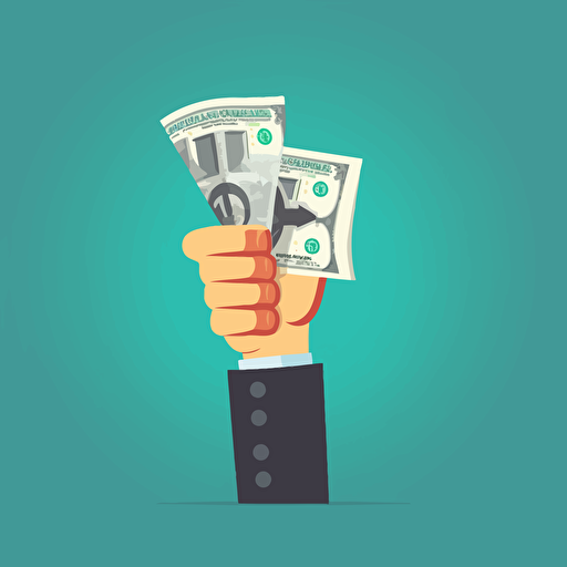 flat design vector art, revolution hand holding usd dollar