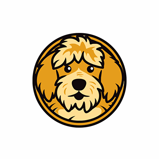 a Goldendoodle puppy mascot logo, simple, vector,