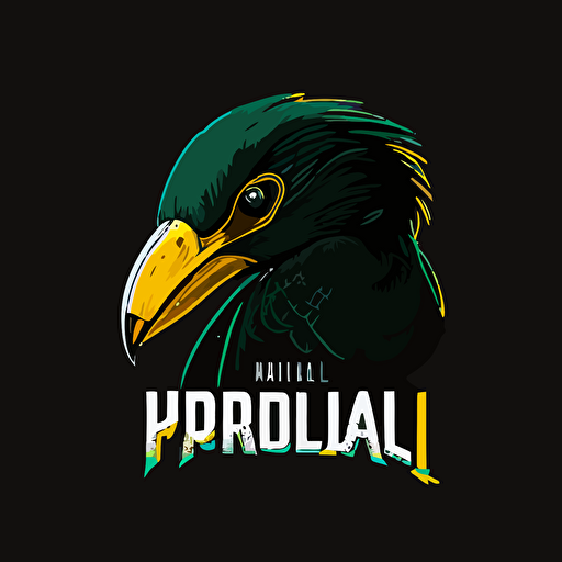 minimal NHL vector style logo, Mighty Ducks inspired parrot, black background