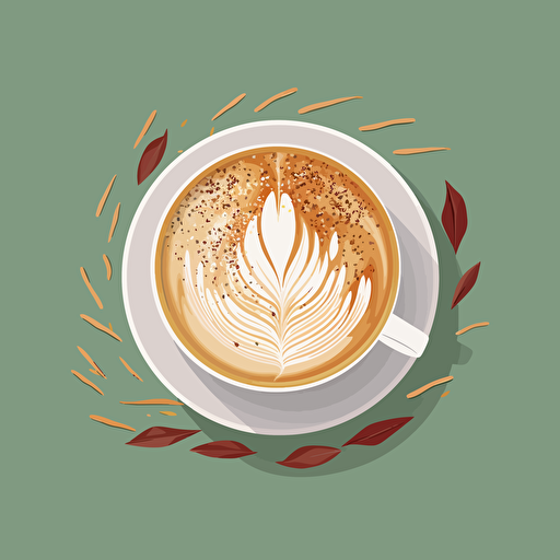 latte seen from above, flatlay, vector flat, PNG, SVG, vector illustration