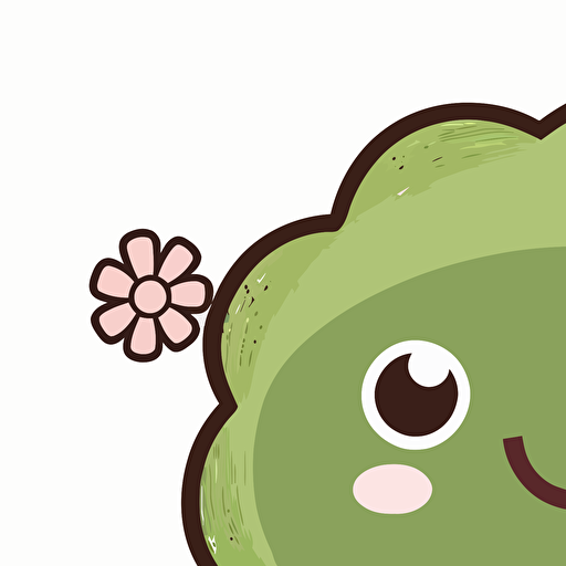 cute green flower kawaii style, vector clipart