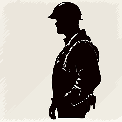 silhoette of professional tradesman, simple design, vector style