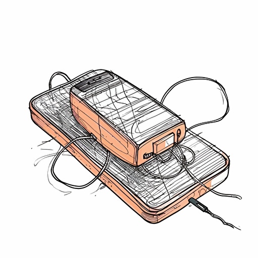 a colorful line drawing of a smartphone that is also a mouse trap, vector grarphic, hand drawing,
