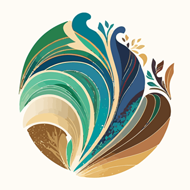 modern logo, stylized wave, blues, greens, earth tones, vector by milton glaser