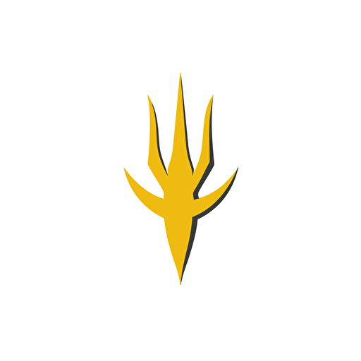 yellow trident logo, minimalist, vector art, 2d, white background
