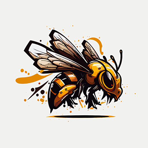 2d logo cartoon, bee, white background, vector