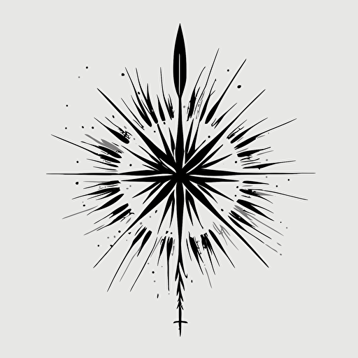 minimalist compass rose with the right arrow 50% longer and bigger than the other arrows vector art, simple design, modern, clean, svg, black and white.