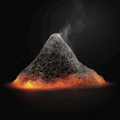 abstract wireframe vector mesh volcano erupting
