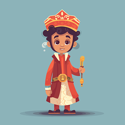 clean vector based image of Moroccan youngster with curls and a fez WHOLE BODY mix European and Middle Eastern clothing