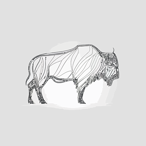 logo of a bison in the shape of a G minimalist, simple vector 2d line