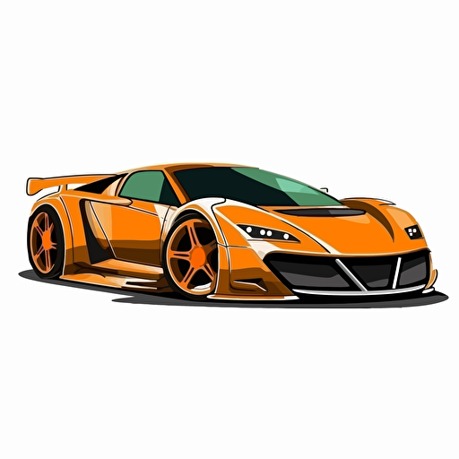 cartoon exotic car, vector art, white background