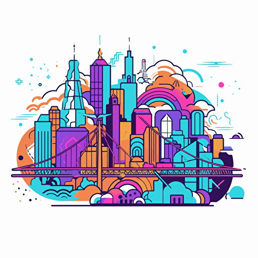 cute minimalistic cyber wave vector style of san francisco city