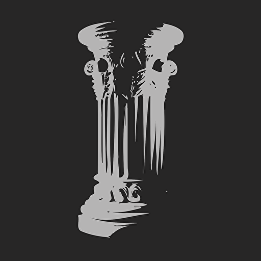 A roman concrete pillar full white, vector, vinyl print, vinyl, black background, design