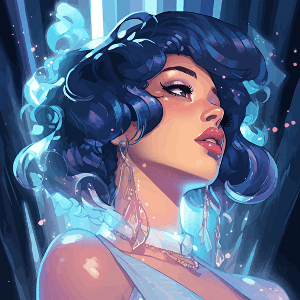 cardi b, gazing in wonder at a quasar, Clear, detailed face. Clean Cel shaded vector art by lois van baarle, artgerm, Helen huang, by makoto shinkai and ilya kuvshinov, rossdraws, illustration