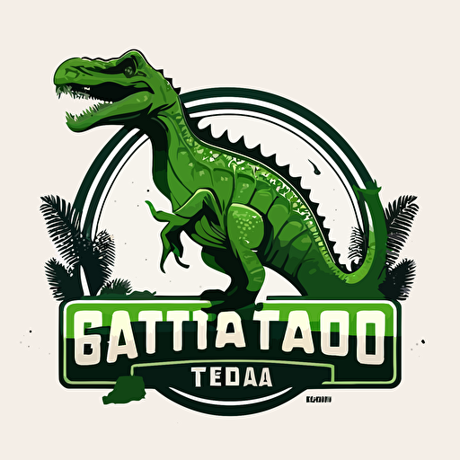 Generate a logo for a gas station using a dinosaur as the symbol. vector, simple, two-color with a white background.::