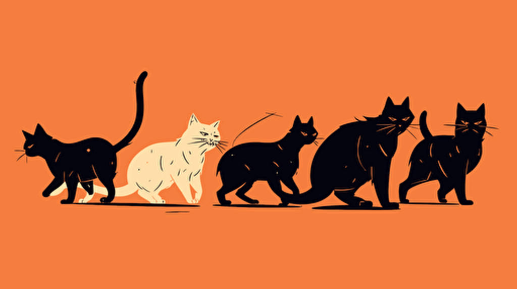 vector art style, cat herding, in the style of Michael Parks,